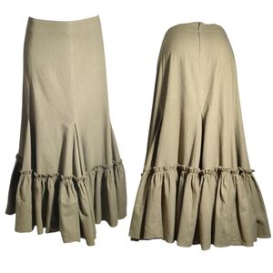 LUXURY Green Maxi Skirt Flare Style Custom Made Size M